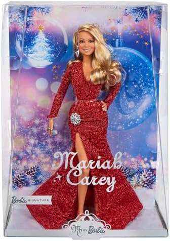 Barbie Signature Doll Mariah Carey Holiday in Red Glitter Gown with Silvery