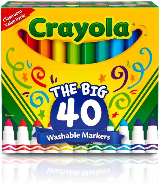 Crayola Ultra Clean Washable Markers 40ct Coloring Markers for Coloring Book Marker Set