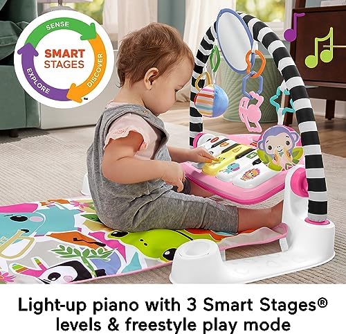 Fisher-Price Baby Gift Set Glow and Grow Kick Play Piano Gym Blue Playmat Musical
