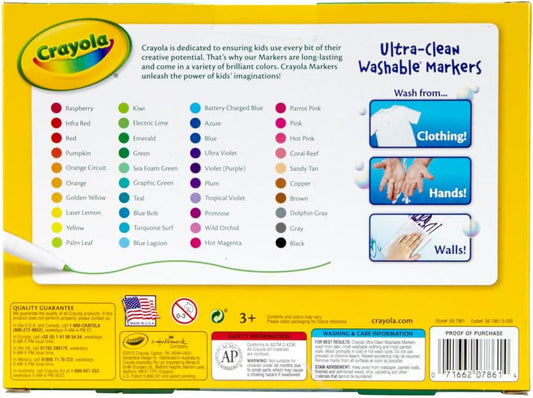 Crayola Ultra Clean Fine Line Washable Markers 40ct Colored Markers for Fine Tip Coloring