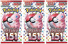 Pokemon 3 Packs Pokemon Card Game Japanese 151 SV2a Booster Pack 7 Cards Per Pack