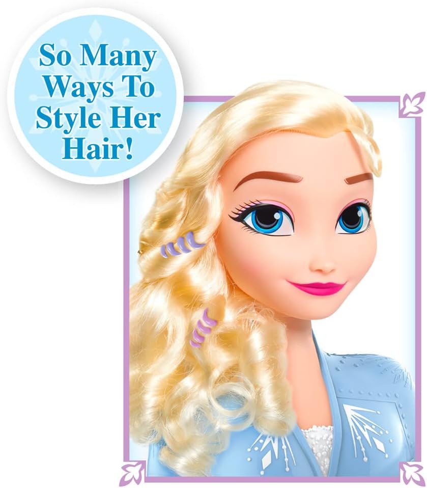 Disney Frozen 2 Elsa Styling Head 14-pieces Pretend Play for Ages 3 Up by Just Play