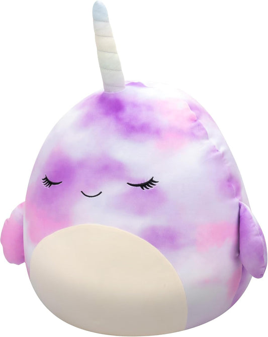 Squishmallows Original 20-Inch Nabila Purple Tie-Dye Narwhal - Official Jazwares Jumbo Plush