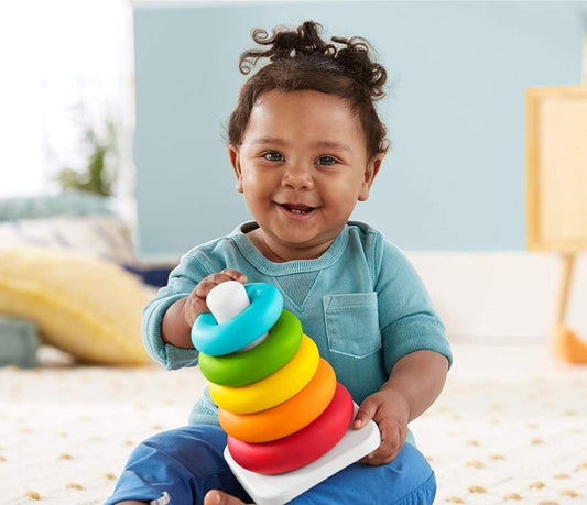 Fisher-Price Baby Stacking Toy Rock-A-Stack Rings with Roly-Poly Base for Ages 6 Months