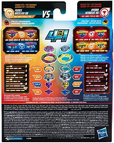 Beyblade Burst QuadStrike Fierce Bazilisk B8 and Hydra Kerbeus K8 Spinning Top Dual Pack