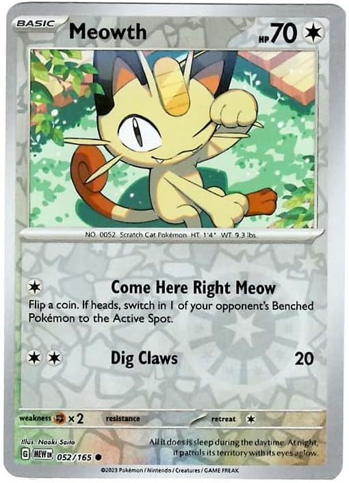 Pokemon - Meowth 052165 - Pokemon 151 - Reverse Foil - Single Card