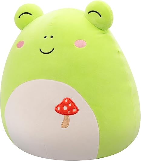 Squishmallows Original 14-Inch Wendy Green Frog with Mushroom Embroidery - Official Jazwares Plush