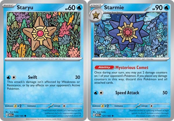 Pokemon Starmie 121165 - Staryu - Pokemon 151 - Evolution Holo Rare 2 Card Lot