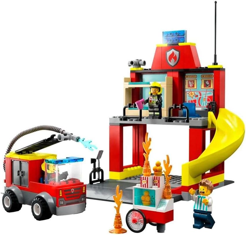 Lego City Fire Station and Fire Engine 60375 Pretend Play Fire Station with Firefighter Minifigures Educational Vehicle