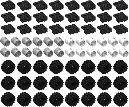LEGO City - Wheel Tire and Axle Set - Black White and Light Gray 72 Pieces in Total