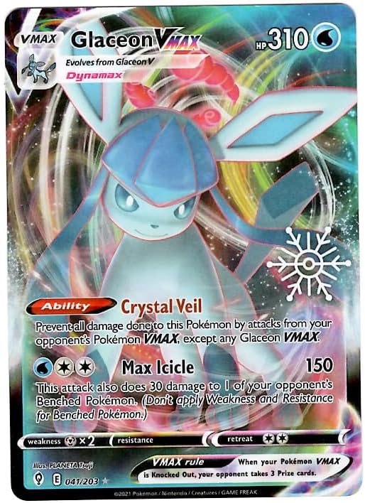 Pokemon - Glaceon Vmax 041203 - Holiday Count 2023 - Holo Foil - Snowflake Stamp - Single