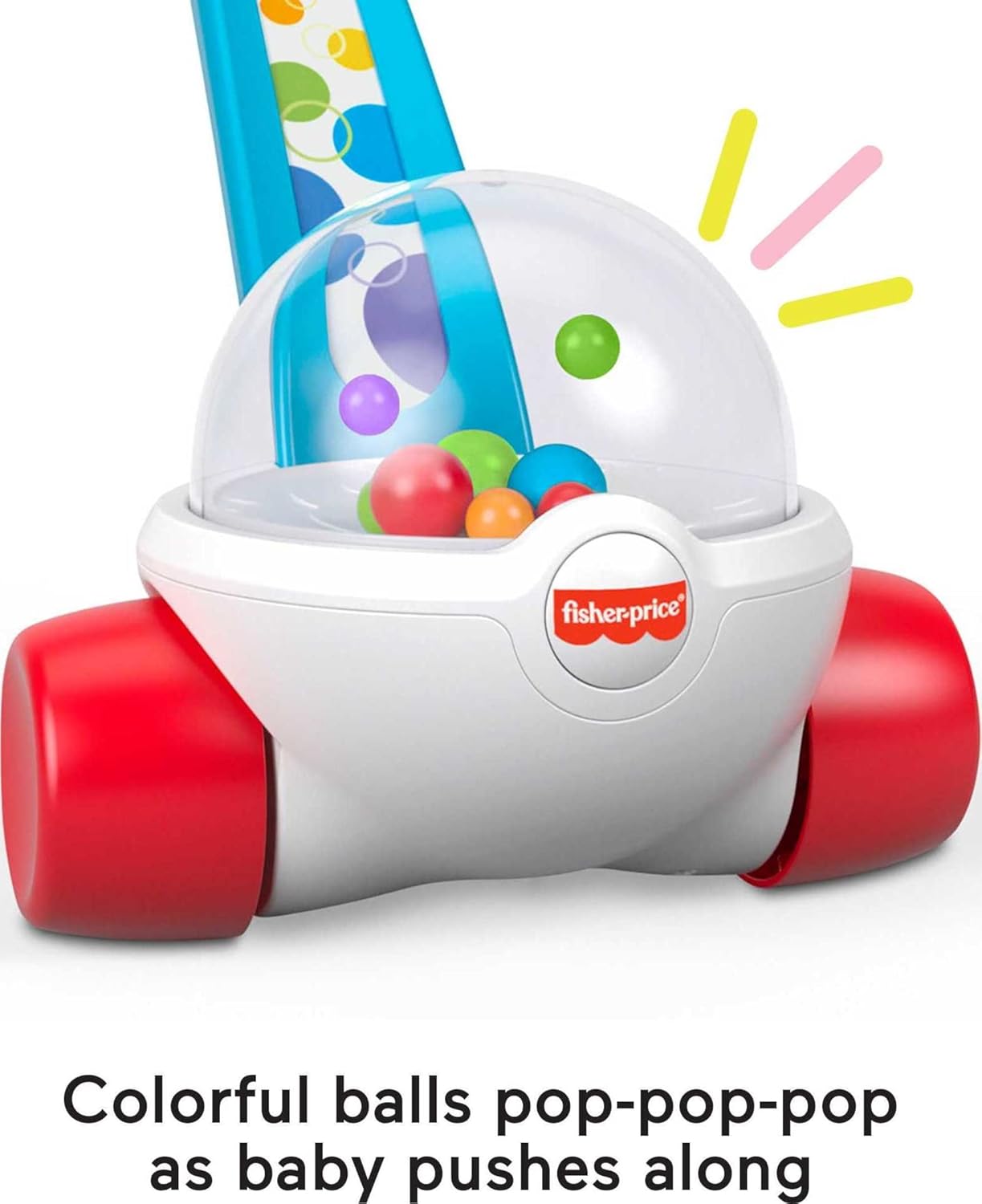 Fisher-Price Baby Toddler Toy Corn Popper Blue Push-Along with Ball-Popping Action for