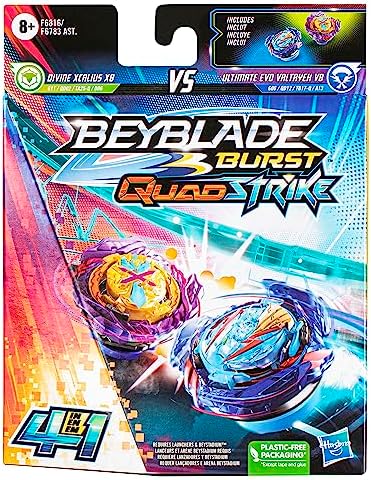 Beyblade Burst QuadStrike Ultimate Evo Valtryek V8 and Divine Xcalius X8 Spinning Top