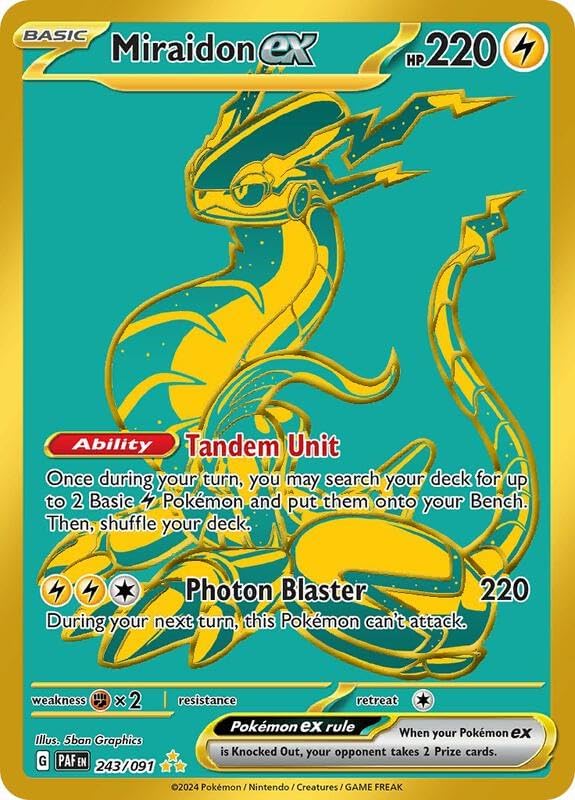 Pokemon - Miraidon ex - 243091 - SV Paldean Fates - Secret Rare - Gold - Single Card