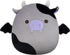 Squishmallows Original 12-Inch Bridgette Grey and Black Cow Bat - Official Jazwares Plush