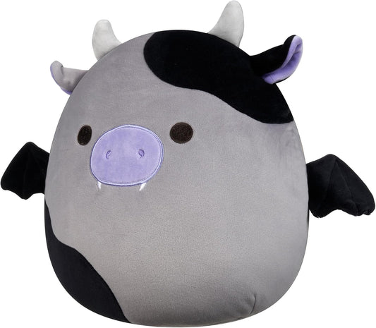 Squishmallows Original 12-Inch Bridgette Grey and Black Cow Bat - Official Jazwares Plush
