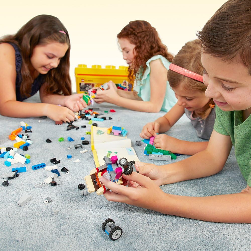 LEGO Classic Medium Creative Brick Box 10696 Building Toy Set - Featuring Storage Includes Train Car and a Tiger Figure and Playset