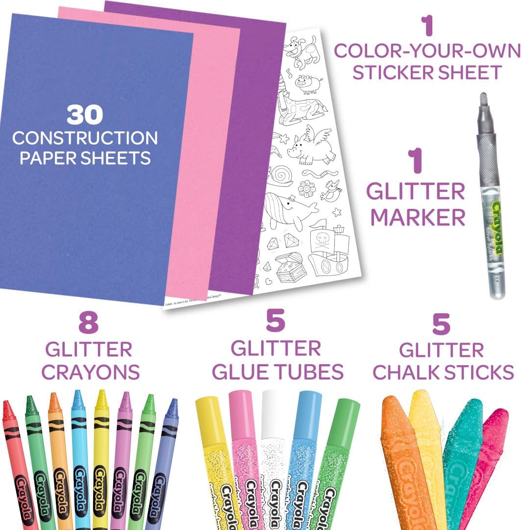 Crayola All That Glitters Art Case 50pcs Glitter Crayons Coloring Supplies Art Set Gifts