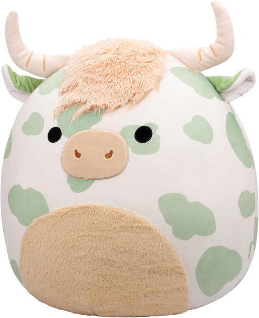 Squishmallows Original 20-Inch Celestino Sage Green Spotted Highland Cow - Official Jazwares Plush