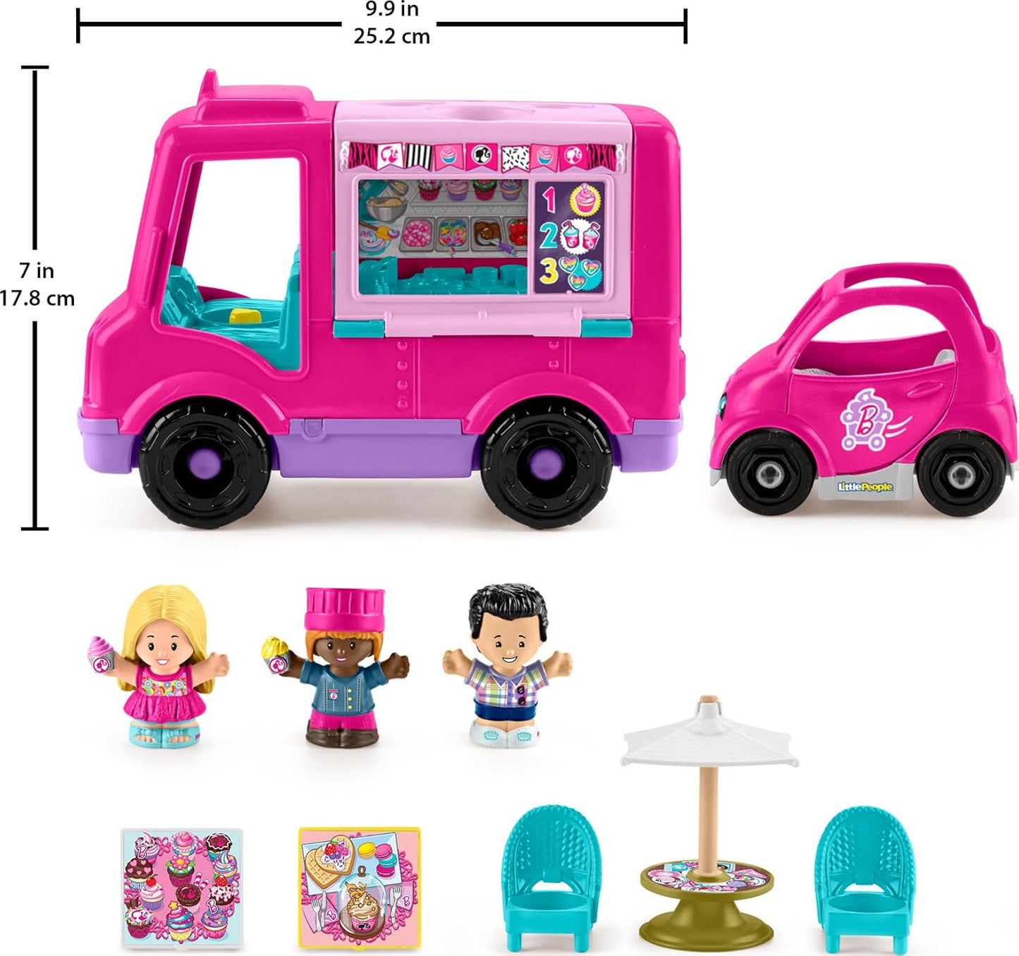 Fisher-Price Little People Barbie Toddler Toy Cupcake Truck Musical Playset