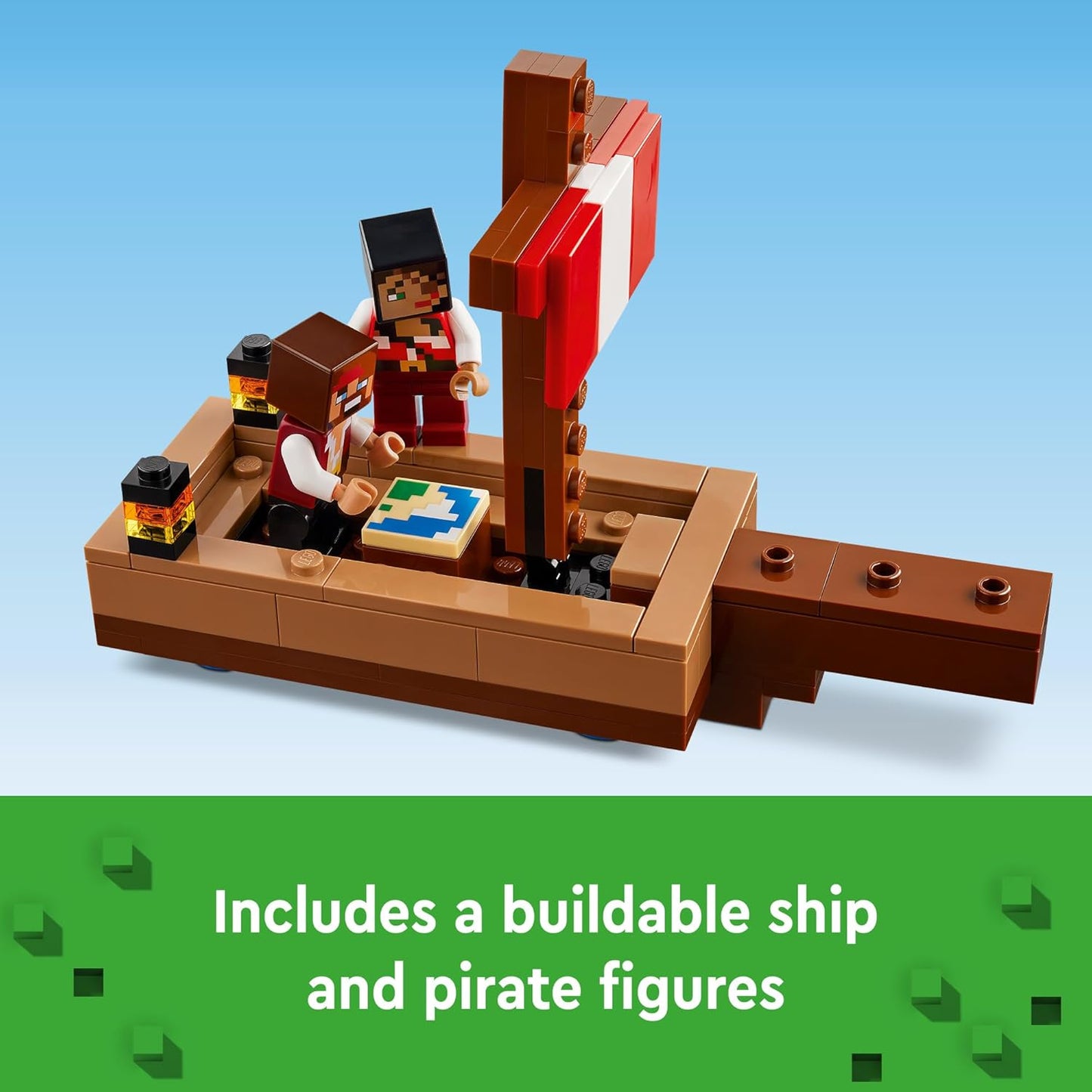 LEGO Minecraft The Pirate Ship Voyage Boat Toy Playset for with Squid Camel and Pirate Figures Pirate Toy Building Set