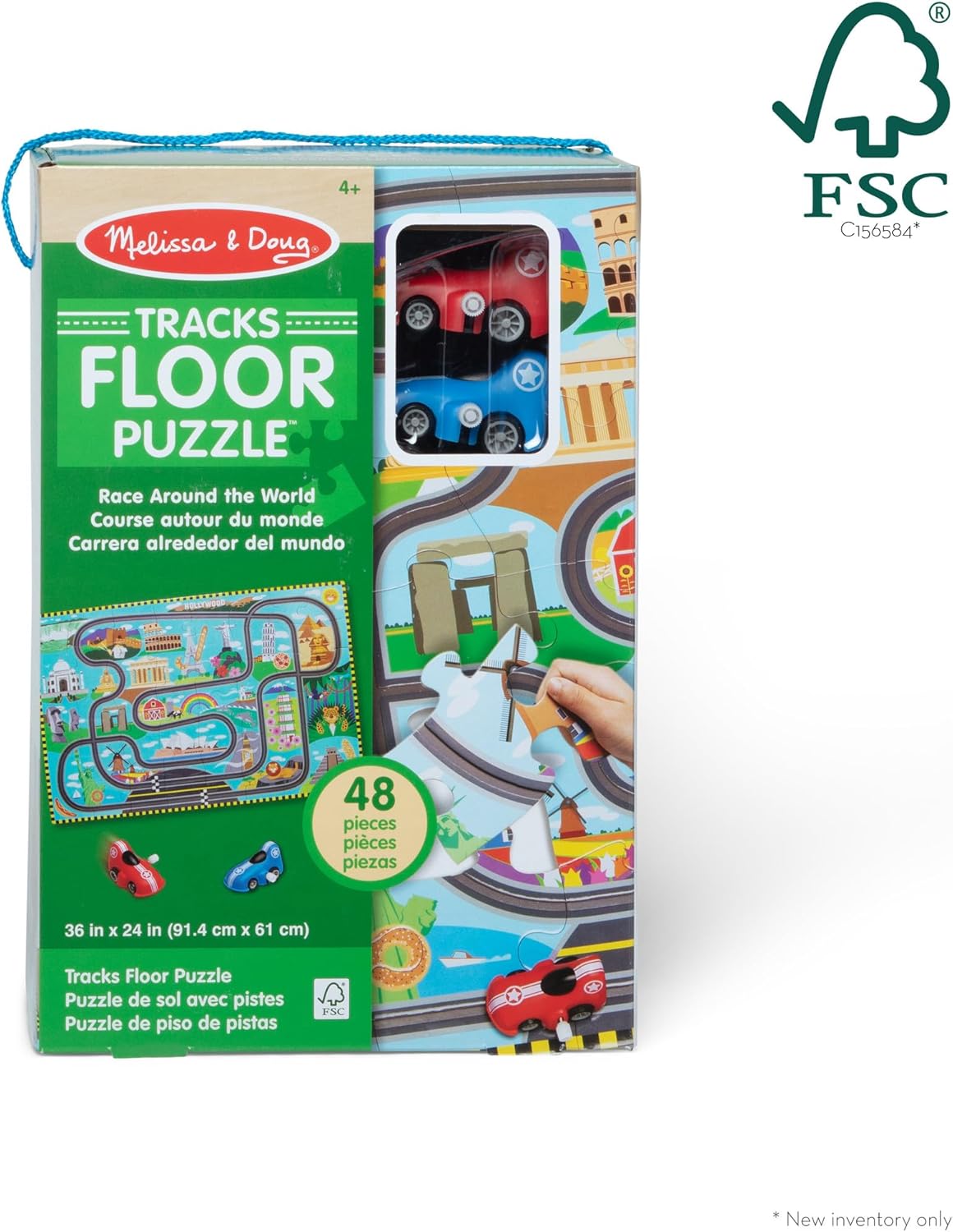 Melissa & Doug Melissa Doug Race Around the World Tracks Cardboard Jigsaw Floor Puzzle