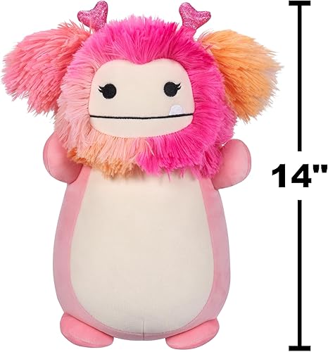 Squishmallows HugMees Original 14-Inch Caparinne Pink Bigfoot with Heart Headband - Ultrasoft Official Jazwares Large Plush