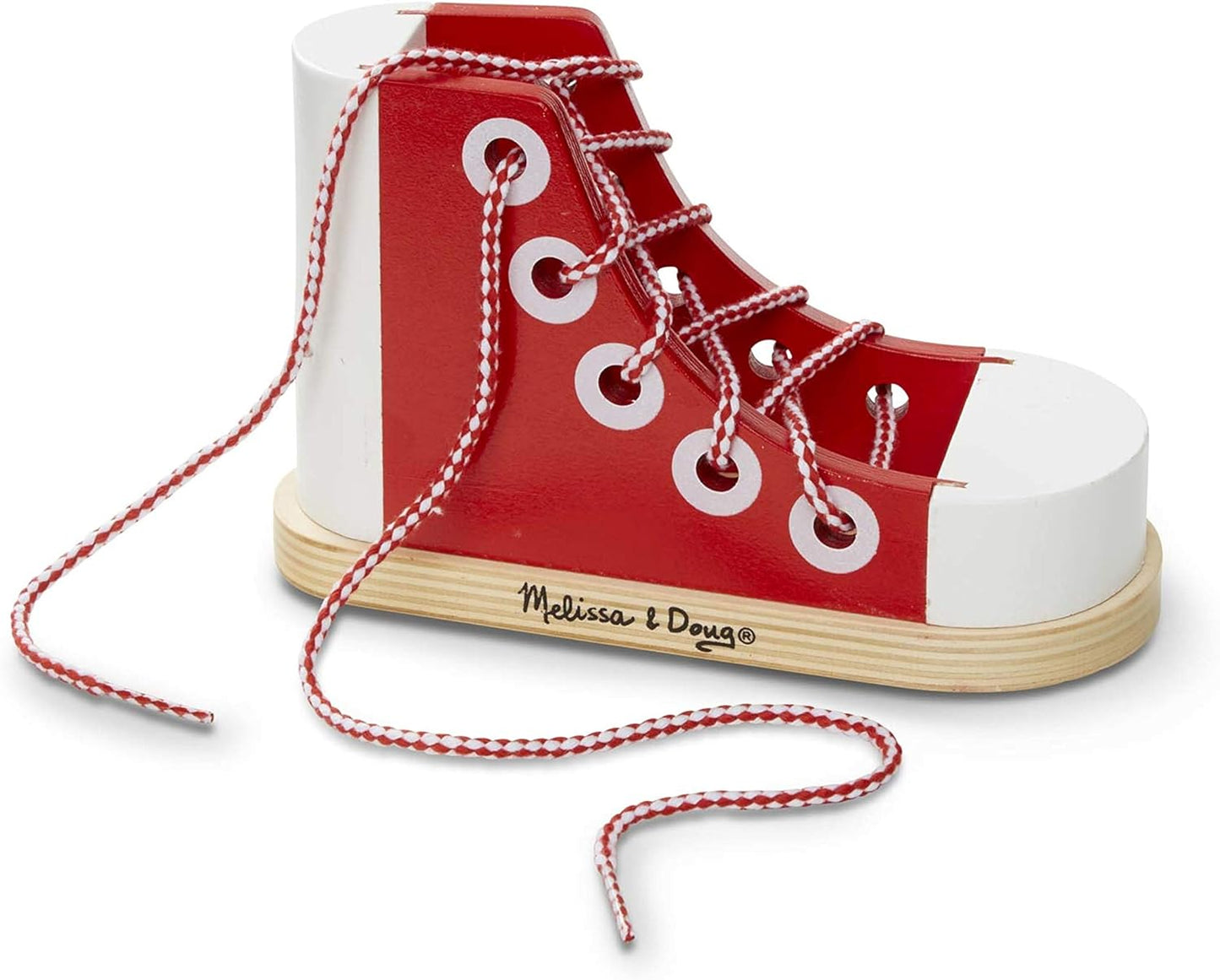 Melissa & Doug Melissa Doug Deluxe Wood Lacing Sneaker - Learn to Tie a Shoe Educational
