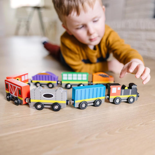 Melissa & Doug Melissa Doug Wooden Magnetic Train Cars - 8 Piece Educational and