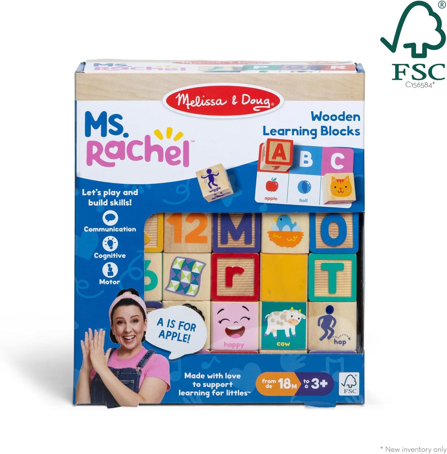 Melissa & Doug Ms. Rachel Melissa Doug Letter Number and Game Wooden Learning Blocks with