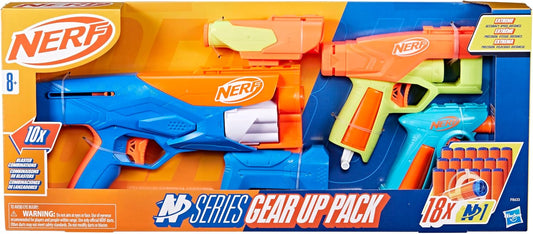 NERF N Series Gear Up Pack 3X Blasters 18 N1 Darts Compatible Only N Series Blasters