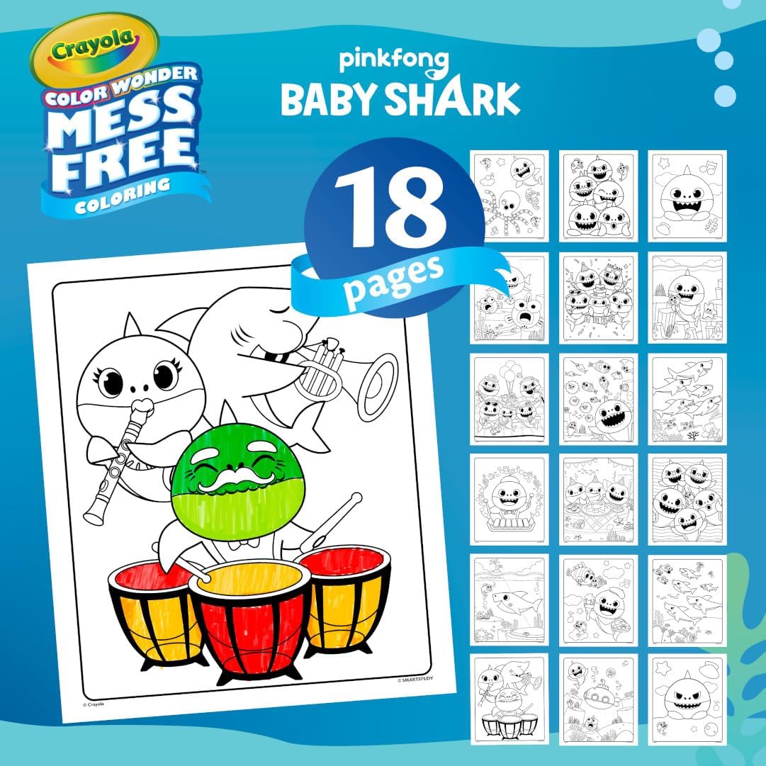 Crayola Baby Shark Color Wonder Pages Mess Free Coloring for Toddlers Coloring Activity