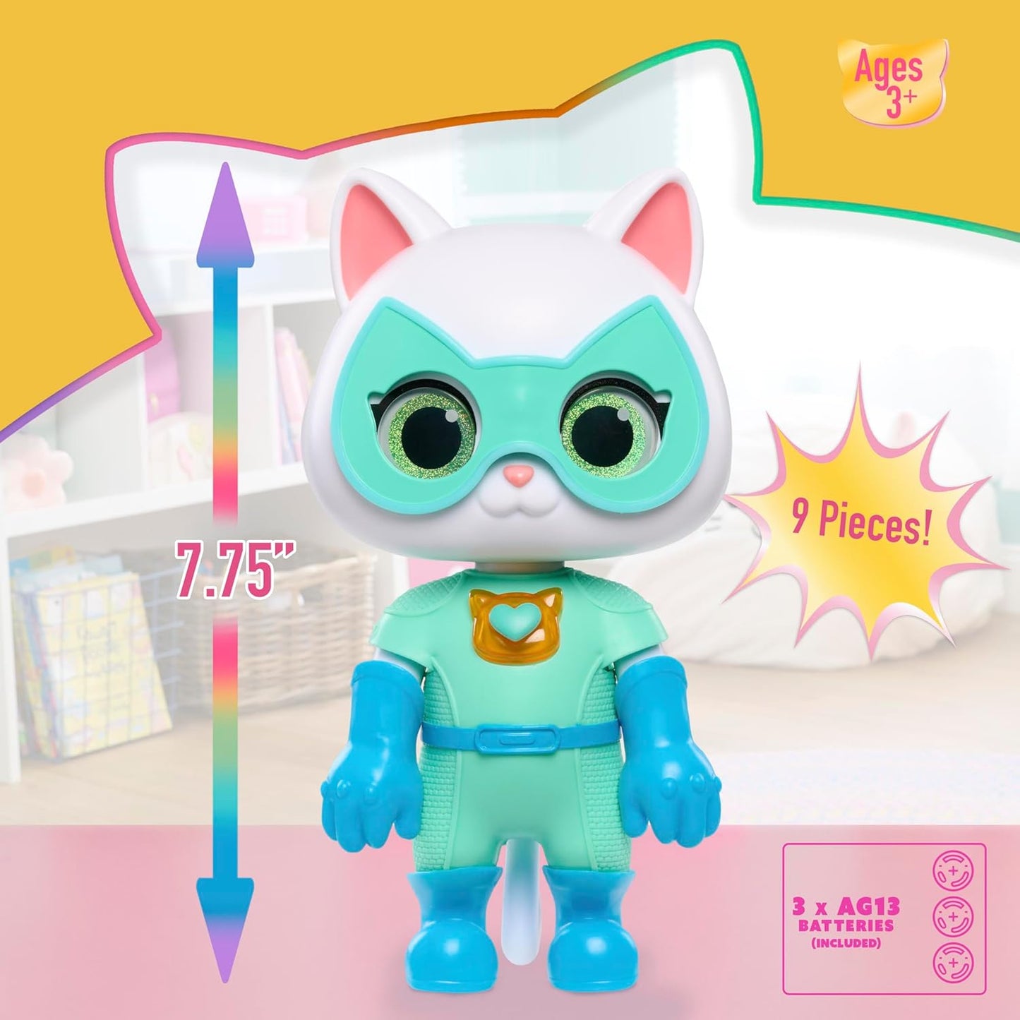 Just Play Disney Junior SuperKitties Cat-Tastic Transforming Bitsy for Ages 3 Up