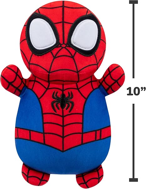 Squishmallows Original Marvel Spidey and His Amazing Friends 10-Inch Spidey HugMees - Medium-Sized Ultrasoft Official Jazwares Plush