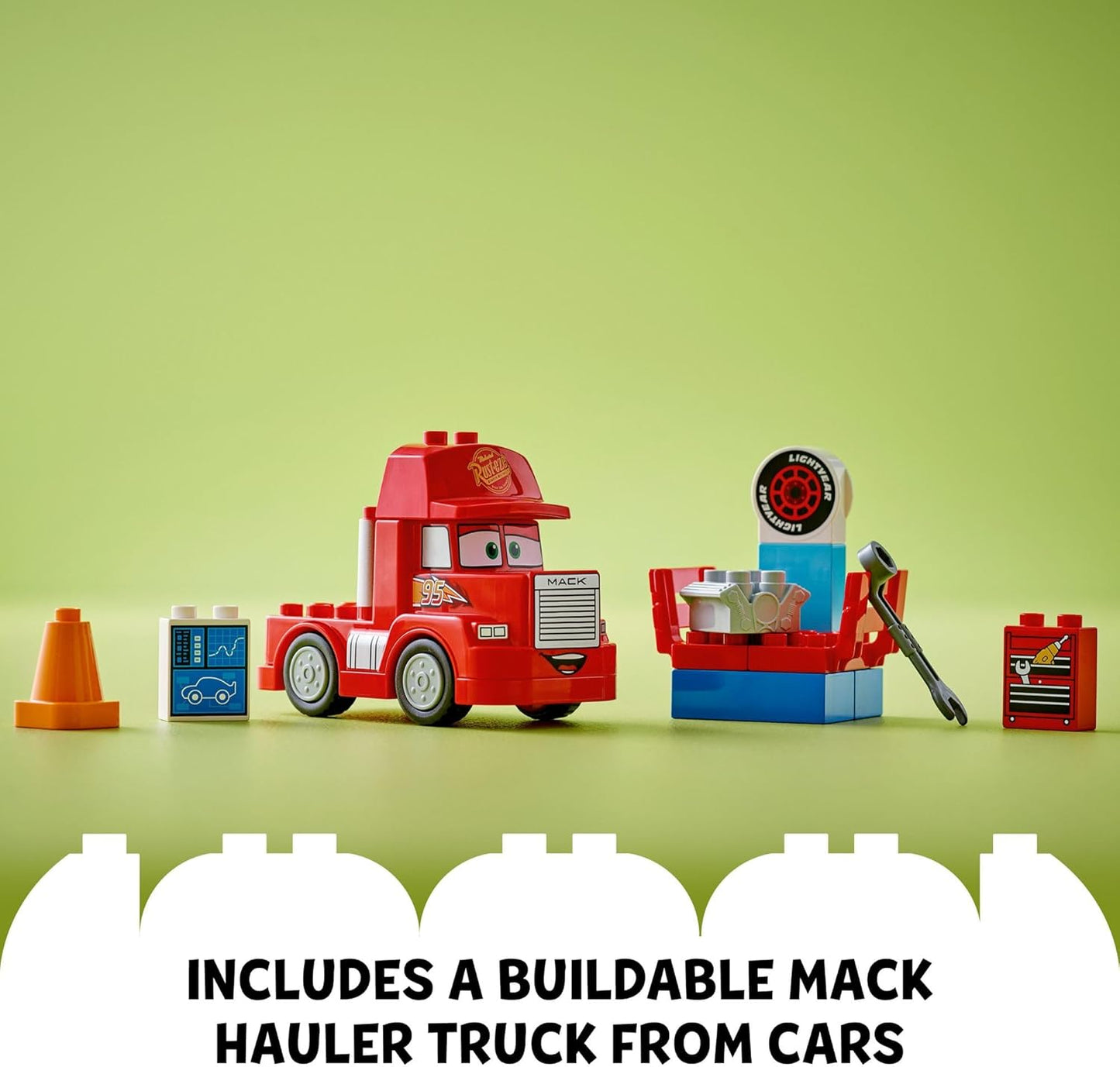 LEGO Disney Pixar Mack at The Race Cars - Pixar Cars for Toddlers Preschool Boys Girls Ages 2 - Educational Building Set