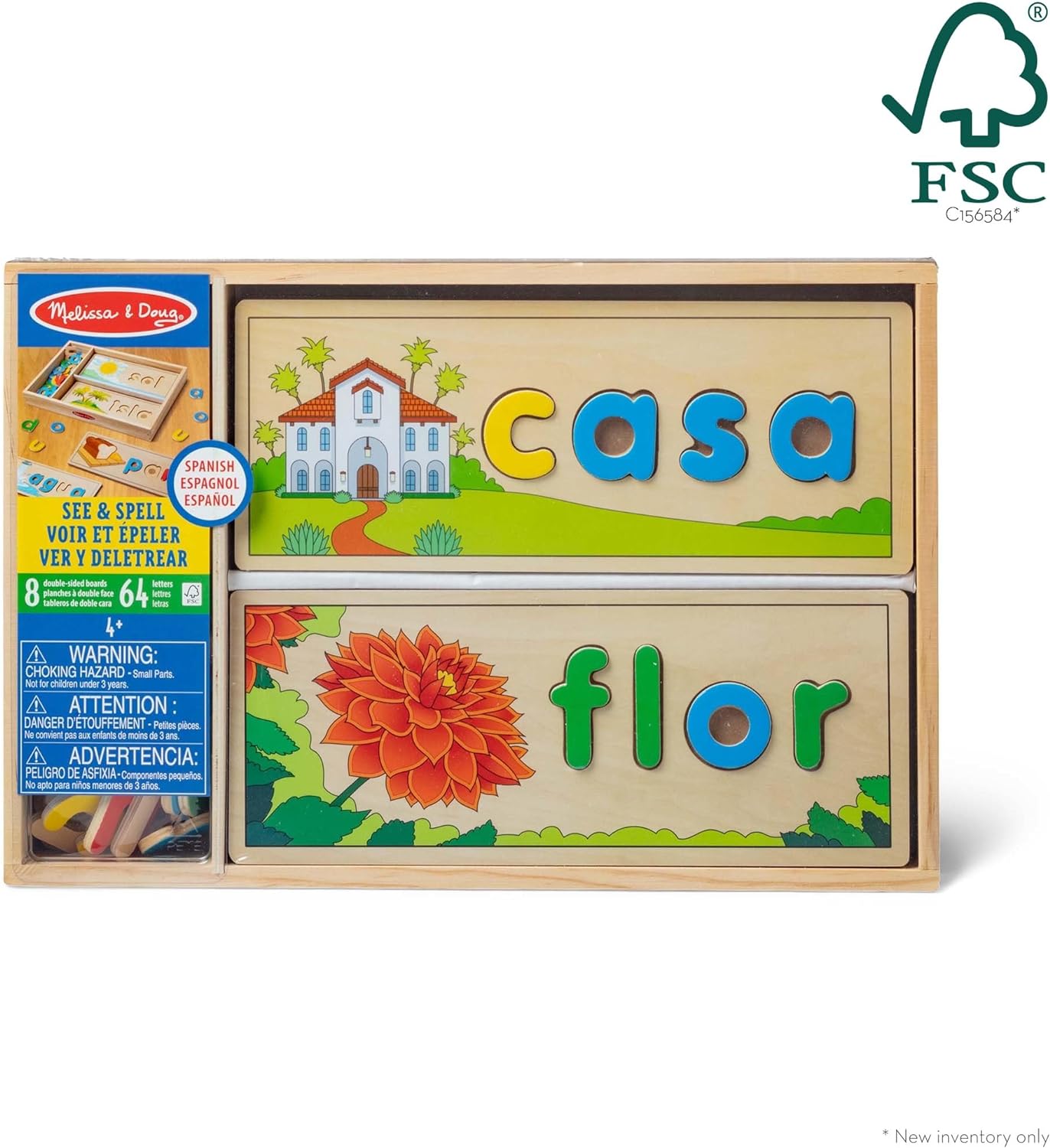 Melissa & Doug Melissa Doug Spanish See Spell Educational Language Learning Toy - FSC