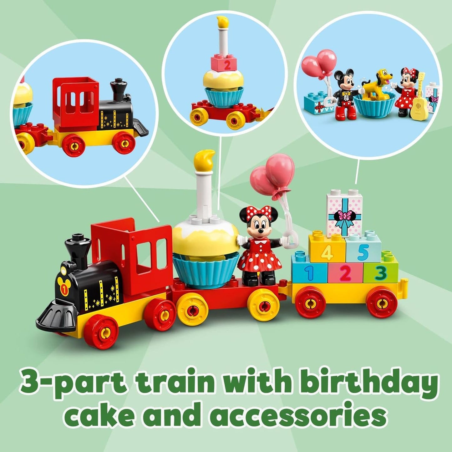 LEGO DUPLO Disney Mickey Minnie Mouse Birthday Train - Building for Toddlers with Number