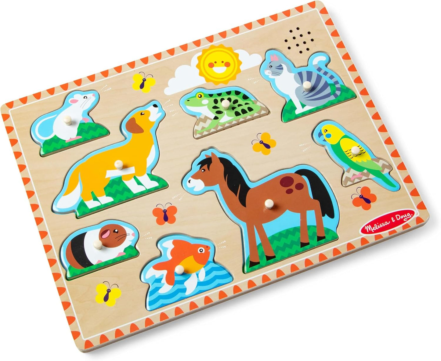 Melissa & Doug Melissa Doug Pets Sound Puzzle - Wooden Peg Puzzle With Sound Effects 8 pcs
