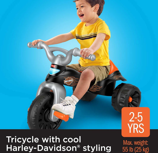 Fisher-Price Toddler Tricycle Harley-Davidson Tough Trike Toy Bike with Handlebar Grips
