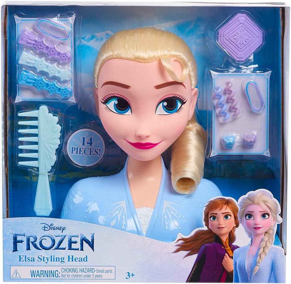 Disney Frozen 2 Elsa Styling Head 14-pieces Pretend Play for Ages 3 Up by Just Play