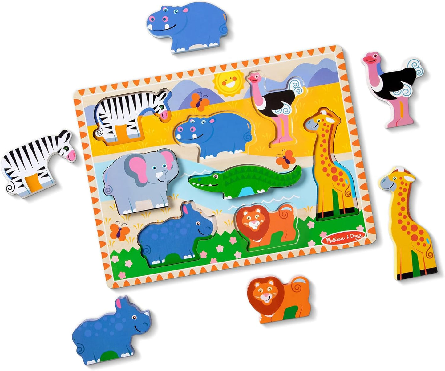 Melissa & Doug Melissa Doug Safari Wooden Chunky Puzzle - 8 Pieces - FSC Certified