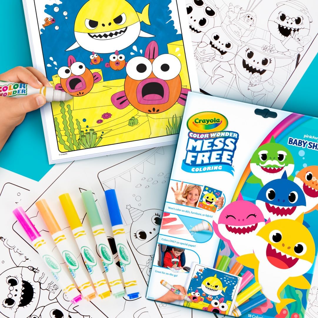 Crayola Baby Shark Color Wonder Pages Mess Free Coloring for Toddlers Coloring Activity