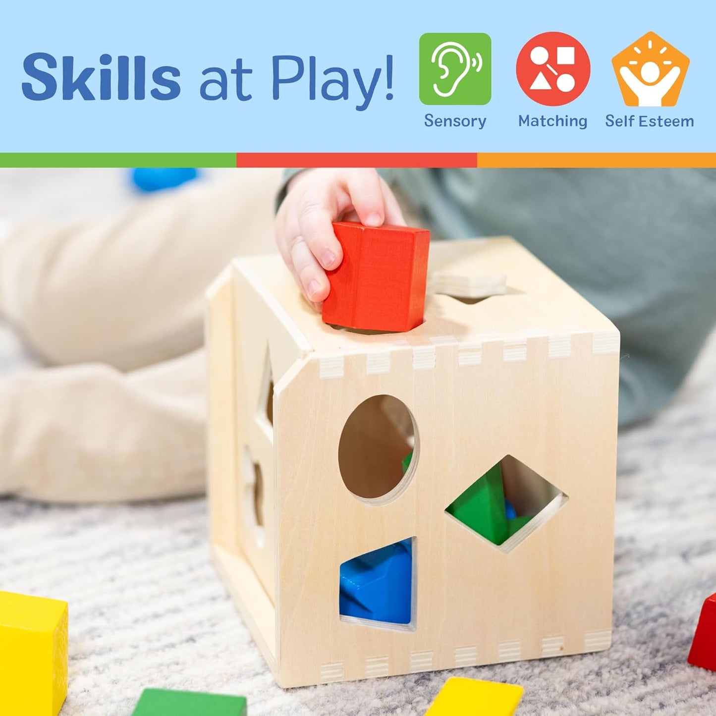Melissa & Doug Melissa Doug Shape Sorting Cube - Classic Wooden Toy With 12 Shapes