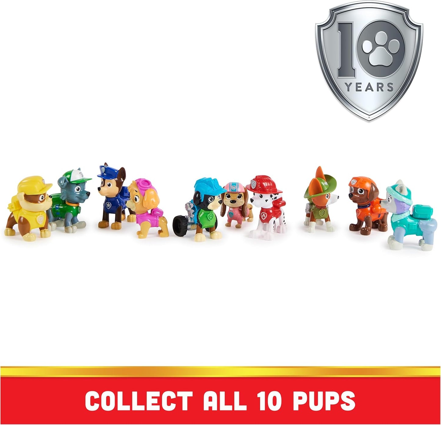 Paw Patrol 10th Anniversary All Paws On Deck Toy Figures Gift Pack with 10 Action Figures