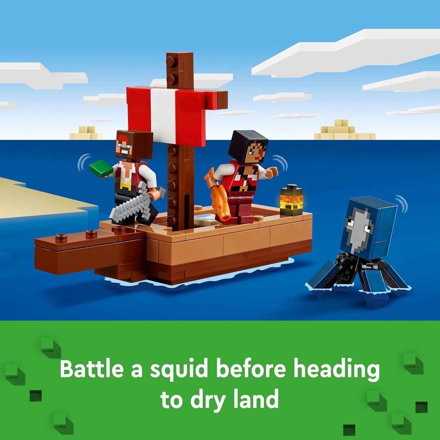LEGO Minecraft The Pirate Ship Voyage Boat Toy Playset for with Squid Camel and Pirate Figures Pirate Toy Building Set