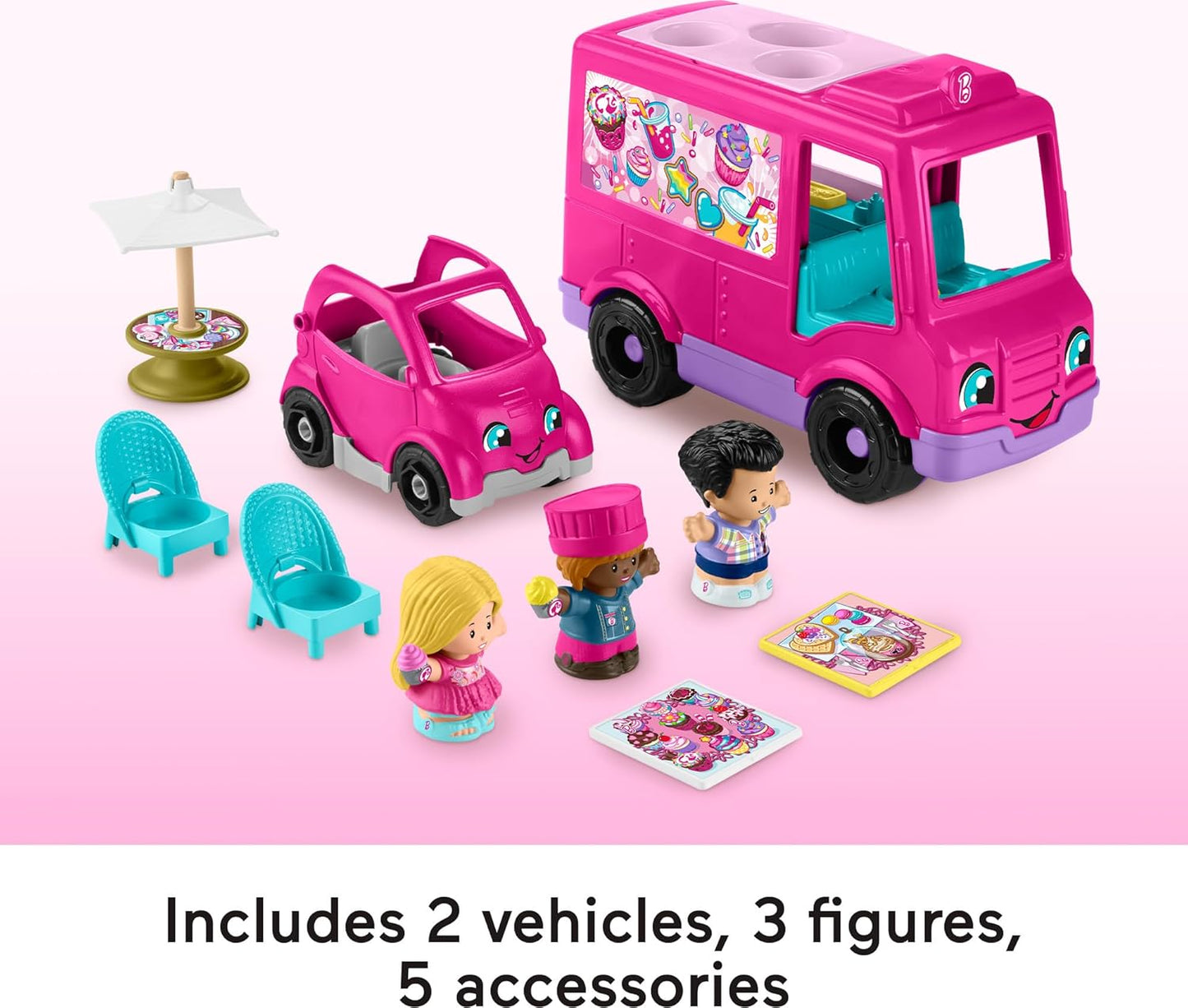 Fisher-Price Little People Barbie Toddler Toy Cupcake Truck Musical Playset