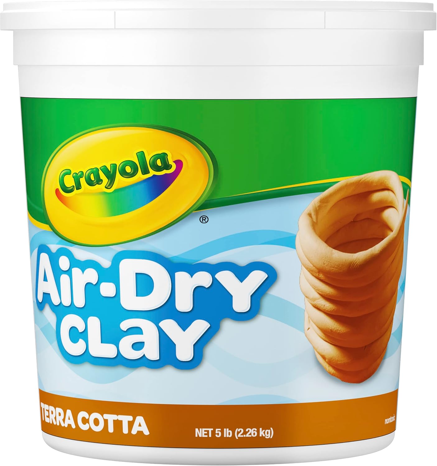 Crayola Air Dry Clay for 5lbs Reusable Bucket of Terra Cotta Clay for Sculpting Bulk Arts