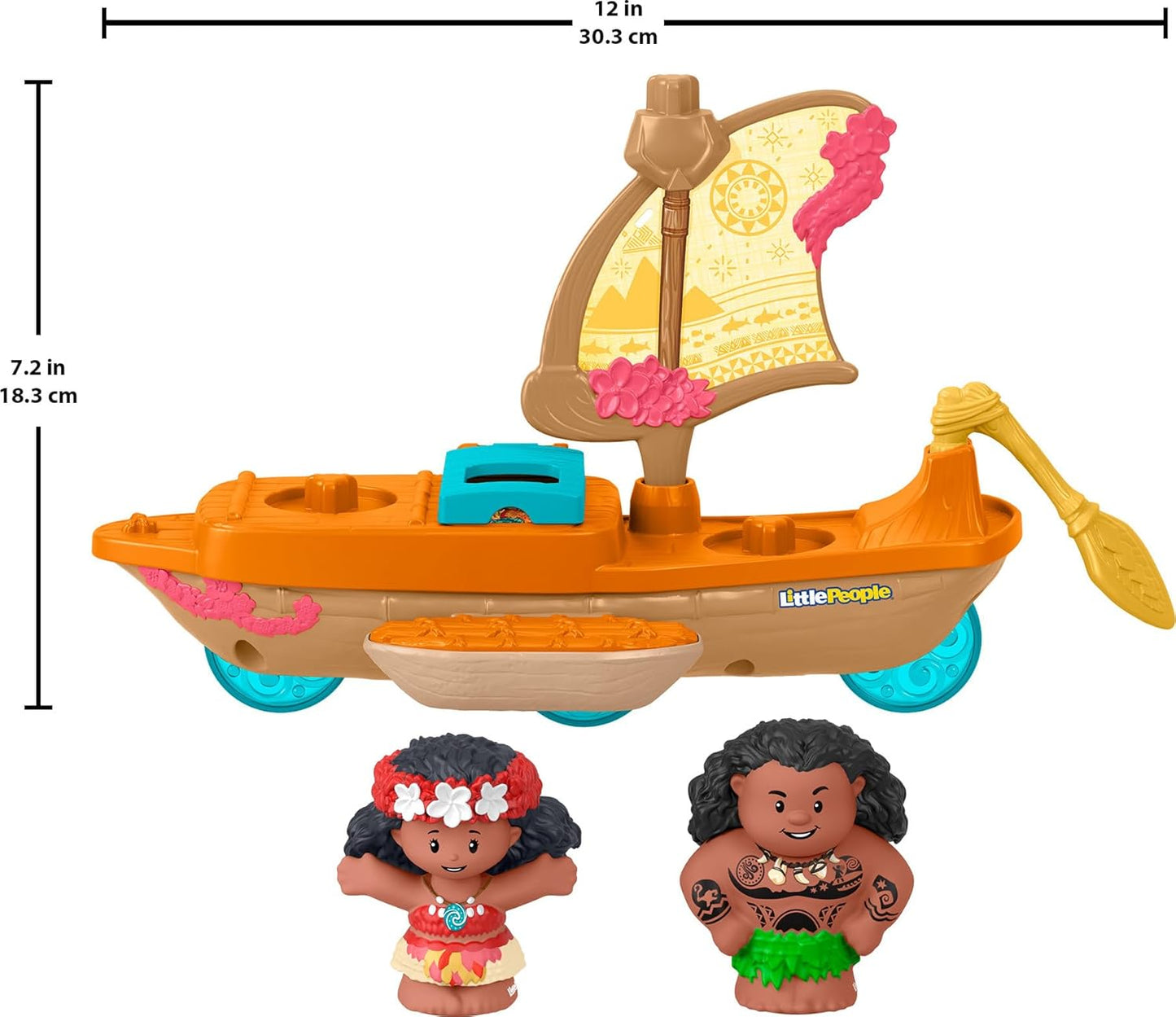 Fisher-Price Little People Toddler Toy Disney Princess Moana Maui's Canoe Sail Boat with
