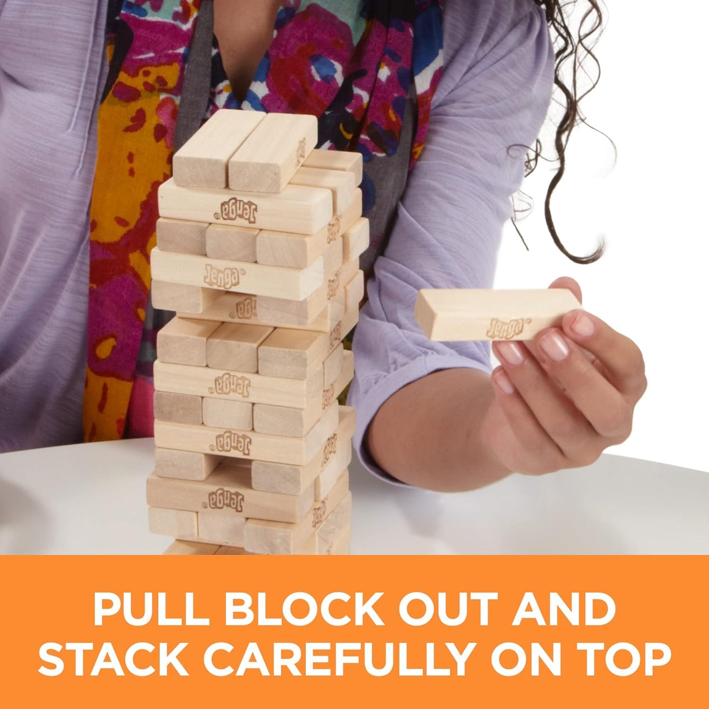 Jenga Hasbro Gaming Jenga Wooden Blocks Stacking Tumbling Tower Game Party for Families
