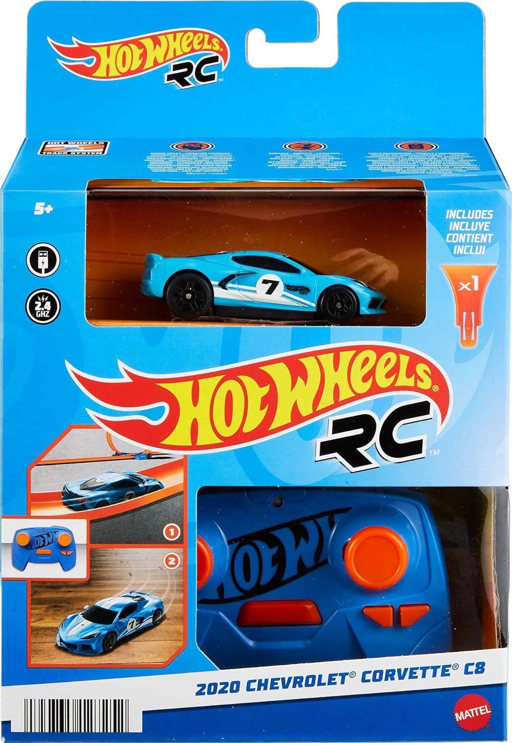 Hot Wheels Toy Car RC C8 Corvette in 164 Scale Remote-Control Vehicle